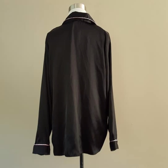 Gilligan & O'Malley Black Satin Sleep Shirt Large - Picture 6 of 8